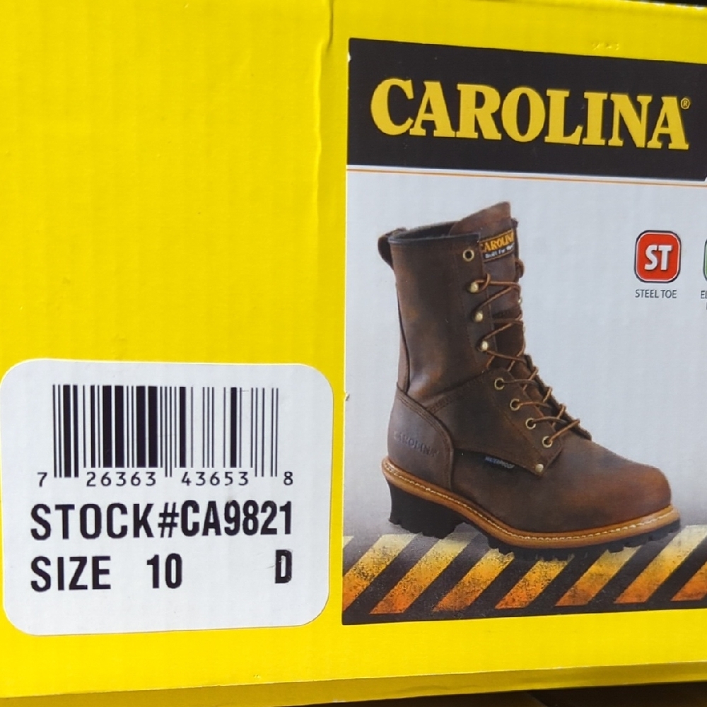 CAROLINA® Waterproof 8" Steel Toe Logger Mens 10 Brown Excellent - Picture 12 of 15